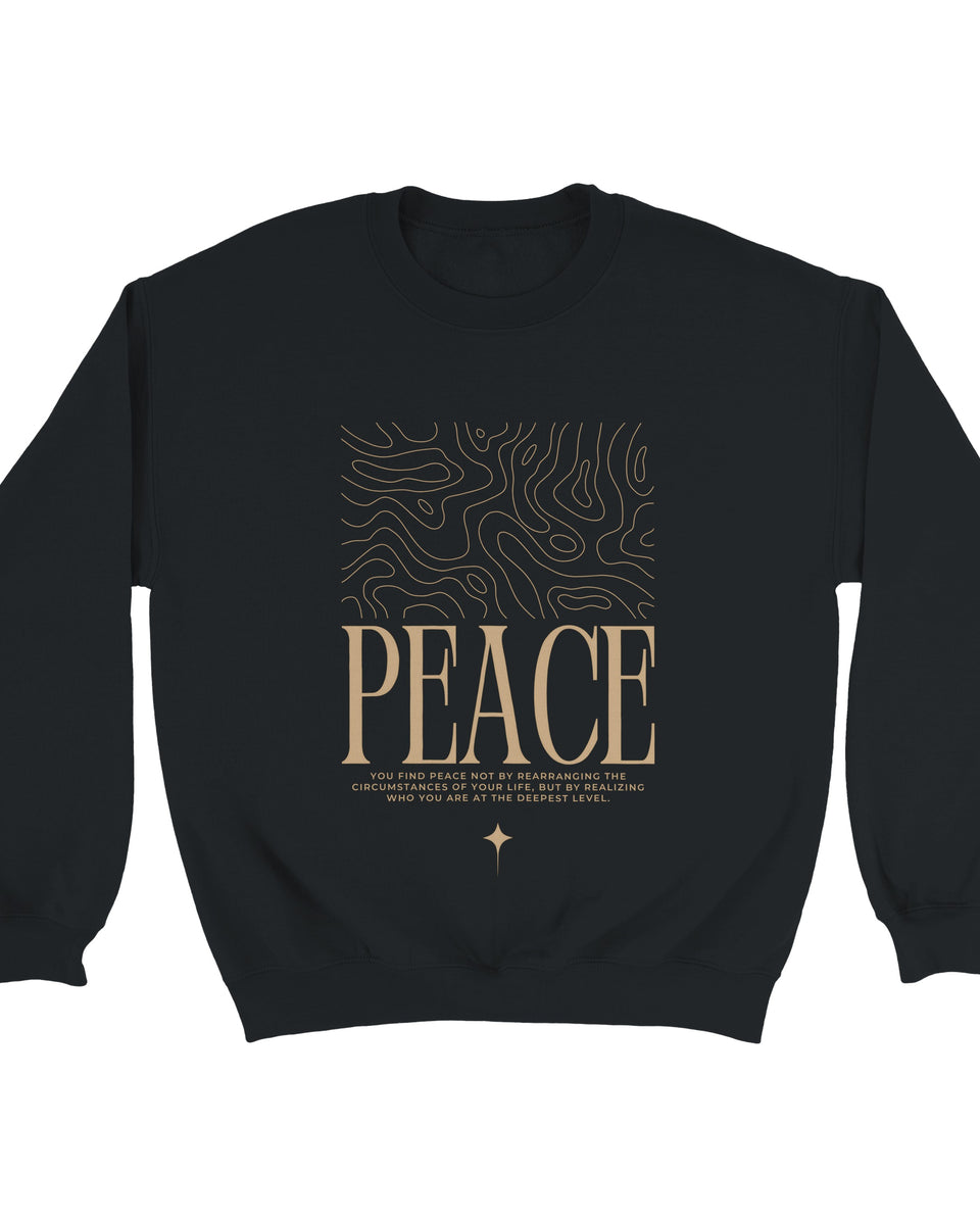 "PEACE" Minimalist Quote Sweatshirt – Inner Stillness Typography Design