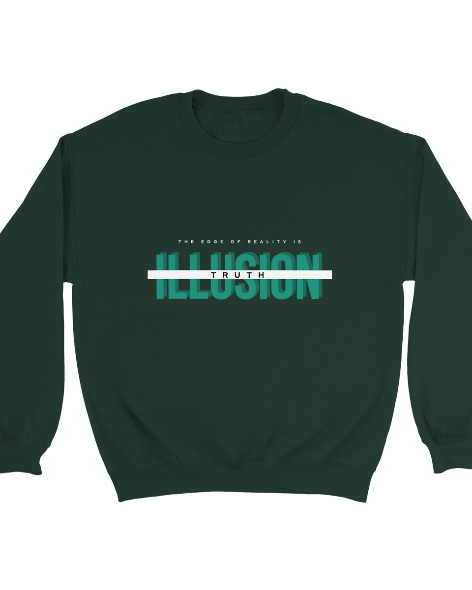Illusion & Truth" Statement Sweatshirt – Bold Minimalist Typography Design