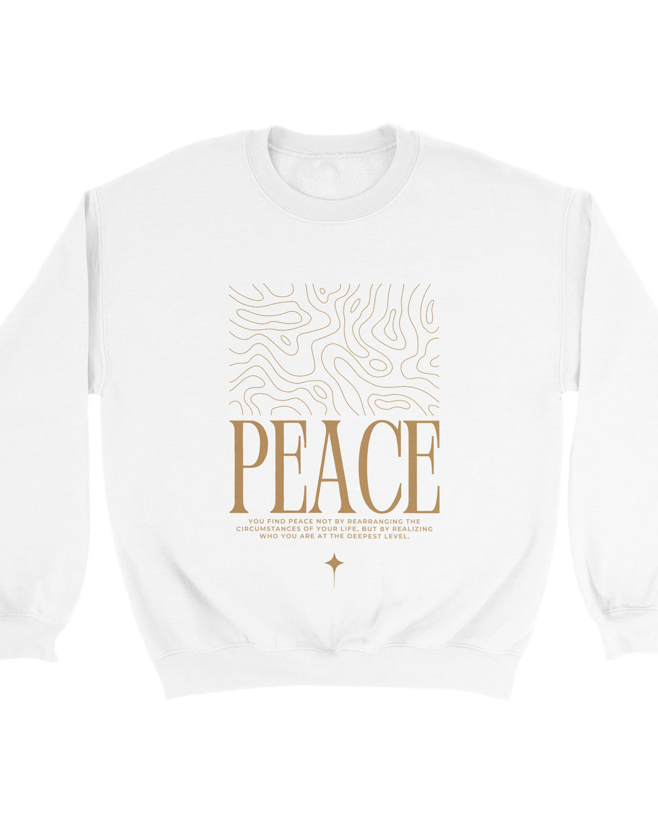 "PEACE" Minimalist Quote Sweatshirt – Inner Stillness Typography Design
