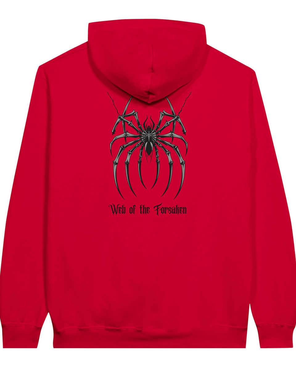 Webbed Spider Graphic Hoodie – Gothic Streetwear with Dark Vibes