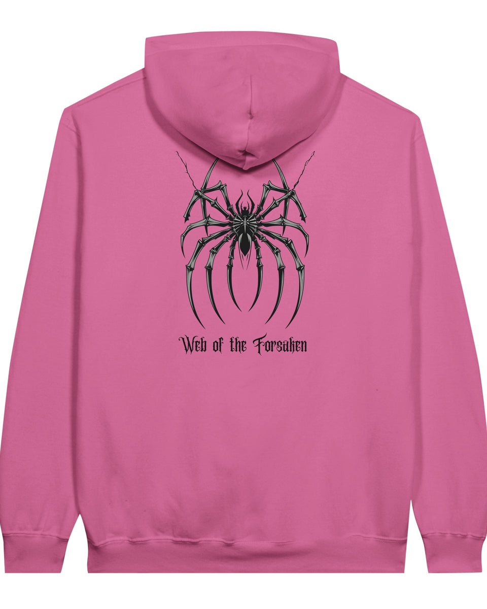 Webbed Spider Graphic Hoodie – Gothic Streetwear with Dark Vibes