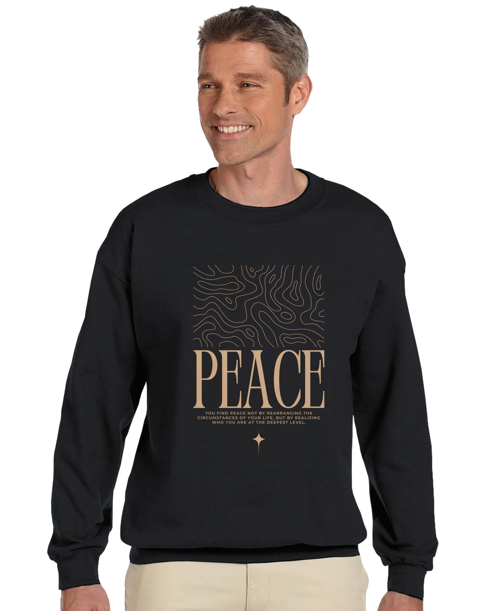 "PEACE" Minimalist Quote Sweatshirt – Inner Stillness Typography Design