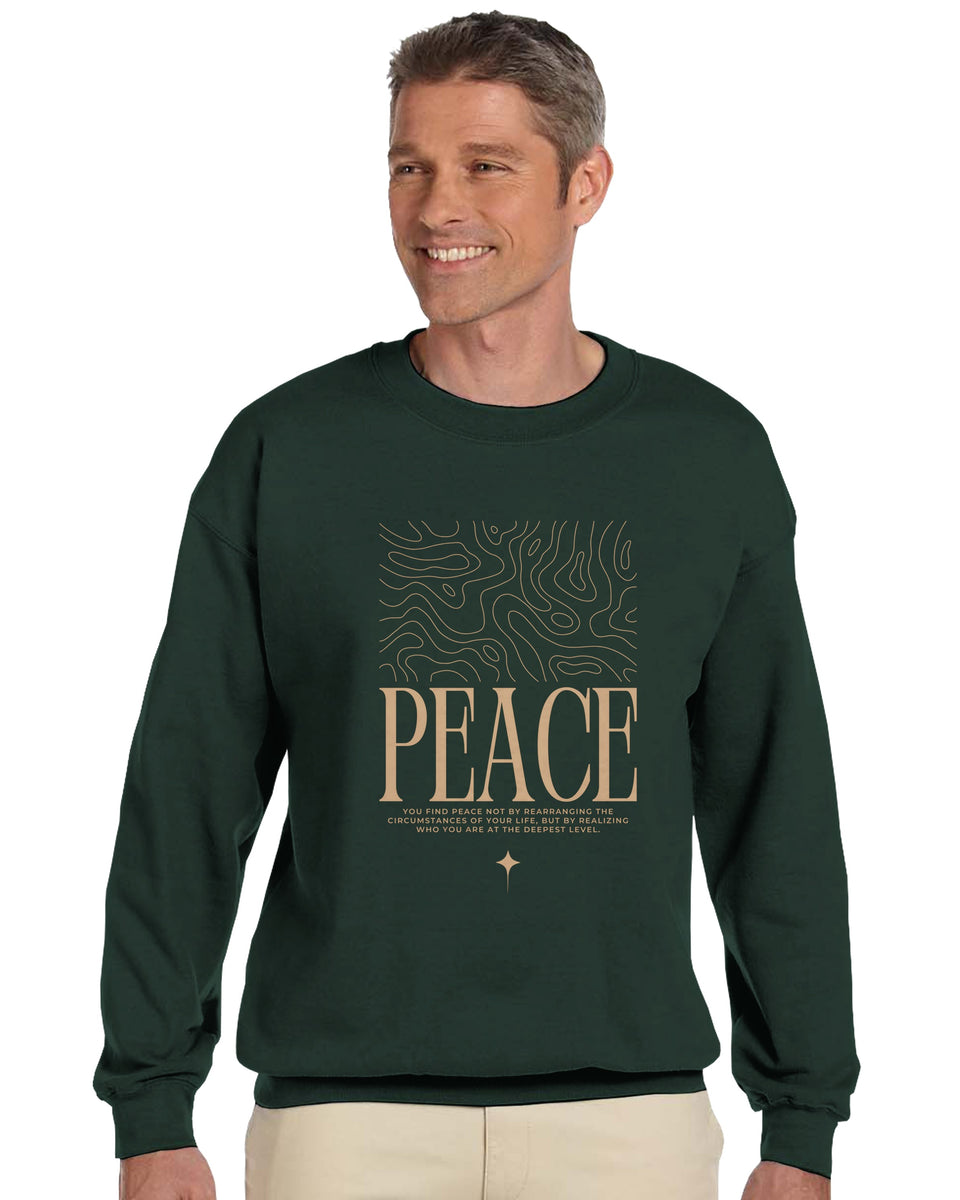 "PEACE" Minimalist Quote Sweatshirt – Inner Stillness Typography Design