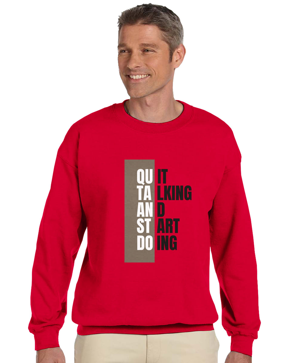 Quit Talking, Start Doing" Motivational Sweatshirt – Bold Yellow Graphic Crewneck