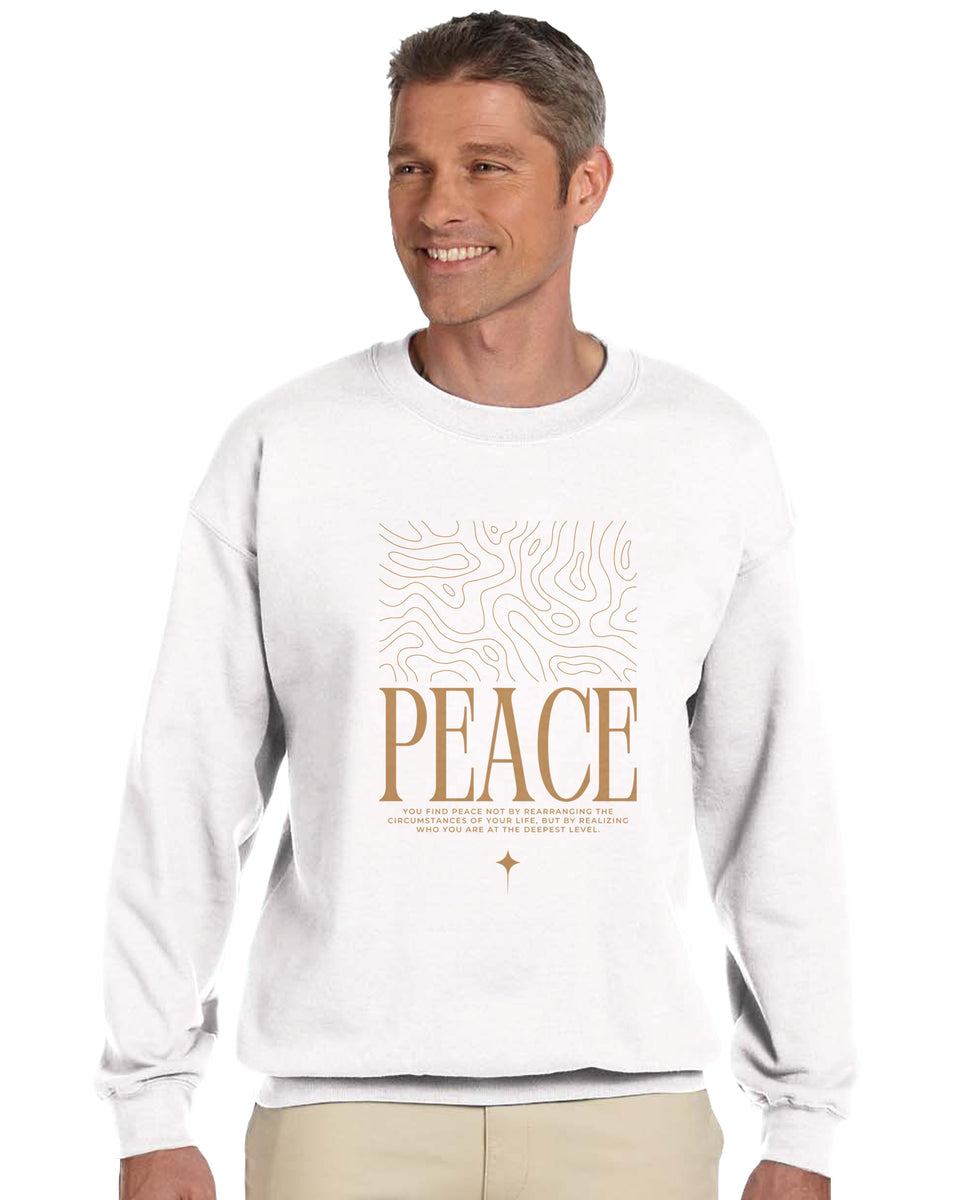 "PEACE" Minimalist Quote Sweatshirt – Inner Stillness Typography Design