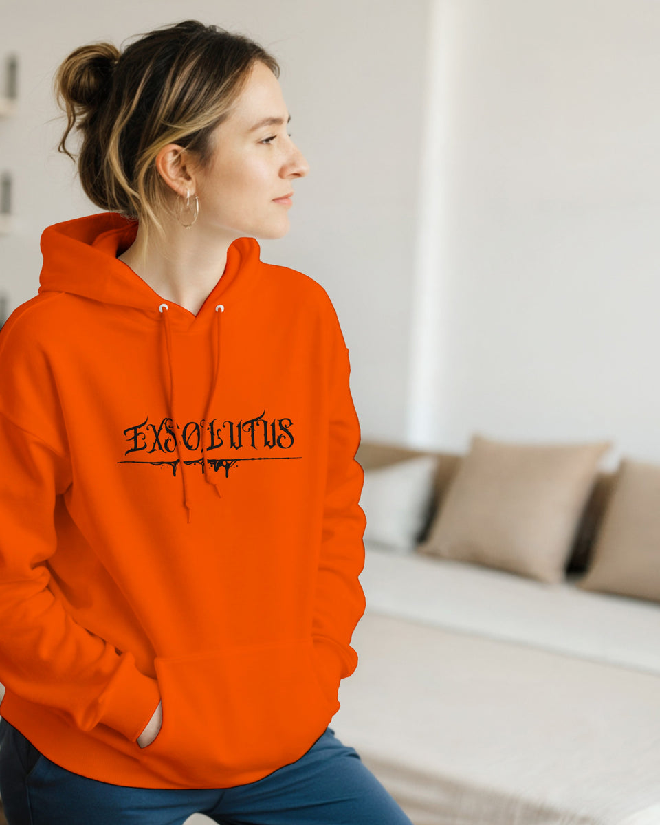 Gothic Hoodie with EXSOLITUS Text – Streetwear Aesthetic Unisex Pullover – Grunge Darkcore Sweatshirt