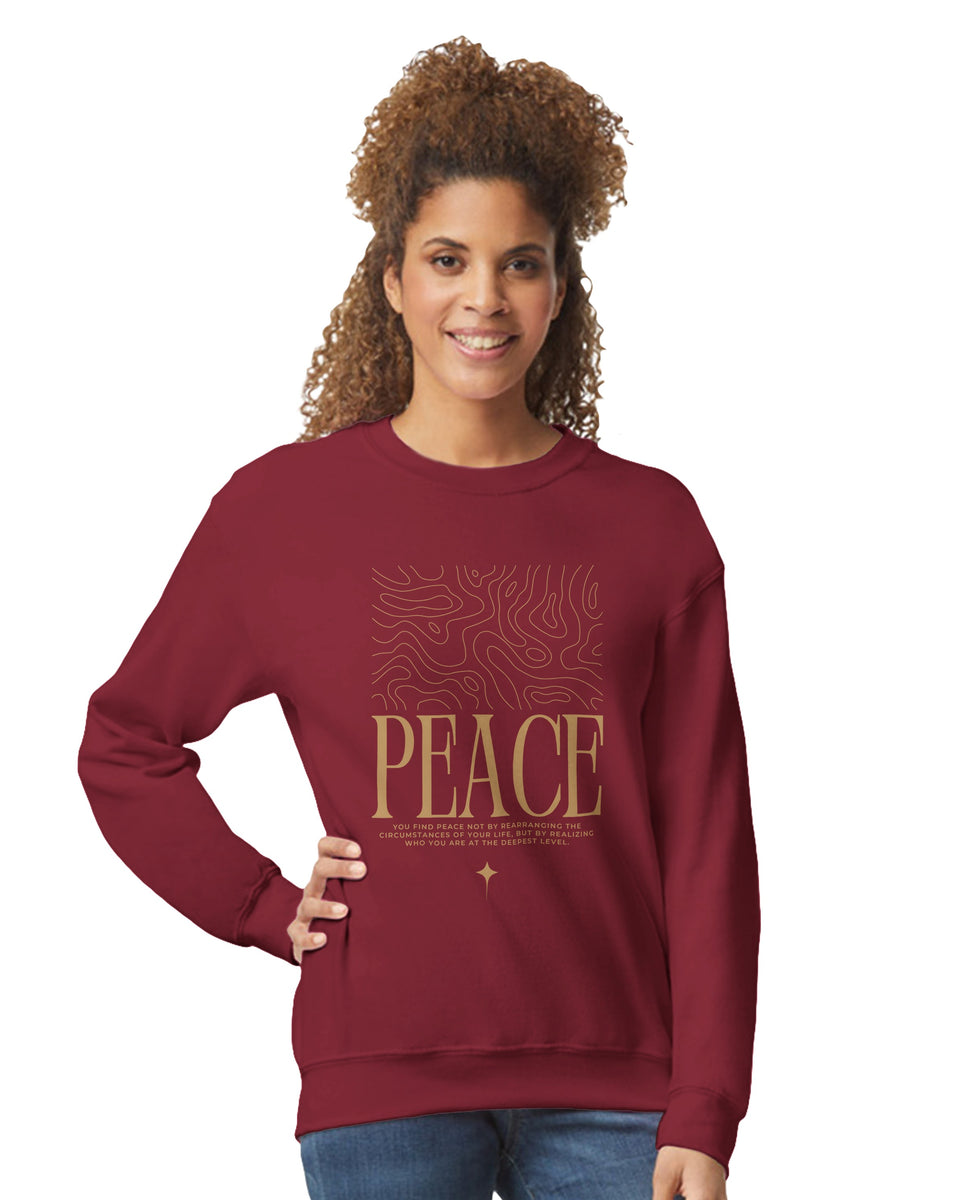 "PEACE" Minimalist Quote Sweatshirt – Inner Stillness Typography Design