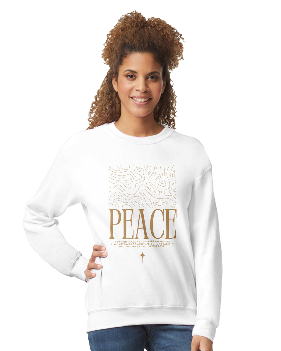 "PEACE" Minimalist Quote Sweatshirt – Inner Stillness Typography Design