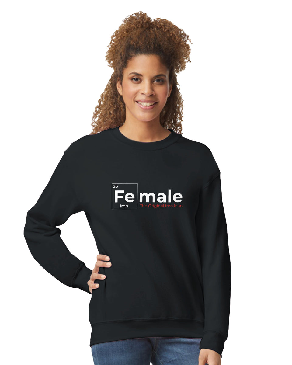 Female Iron Element Sweatshirt – 'The Original Iron Man' Science-Inspired Design