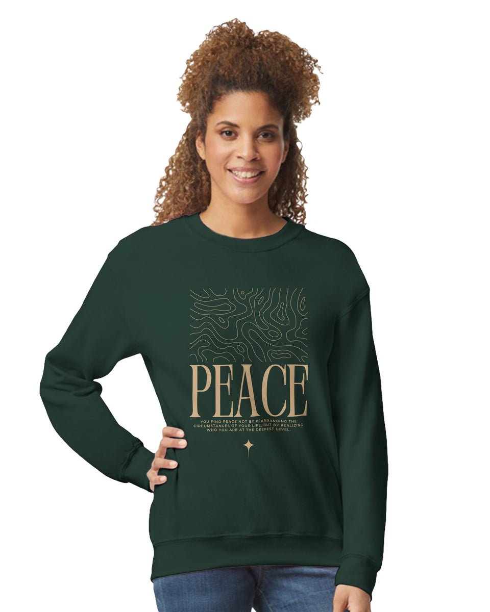 "PEACE" Minimalist Quote Sweatshirt – Inner Stillness Typography Design