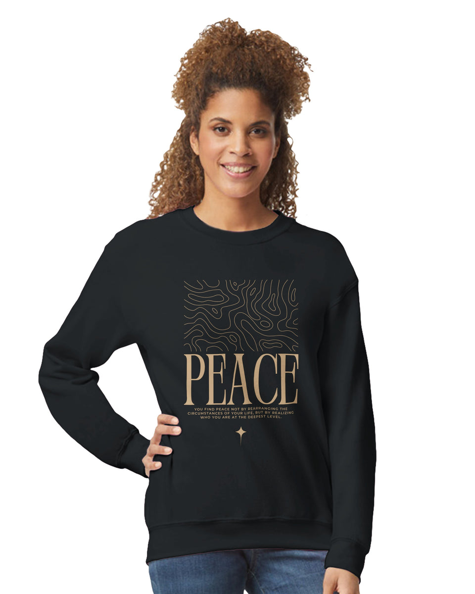 "PEACE" Minimalist Quote Sweatshirt – Inner Stillness Typography Design