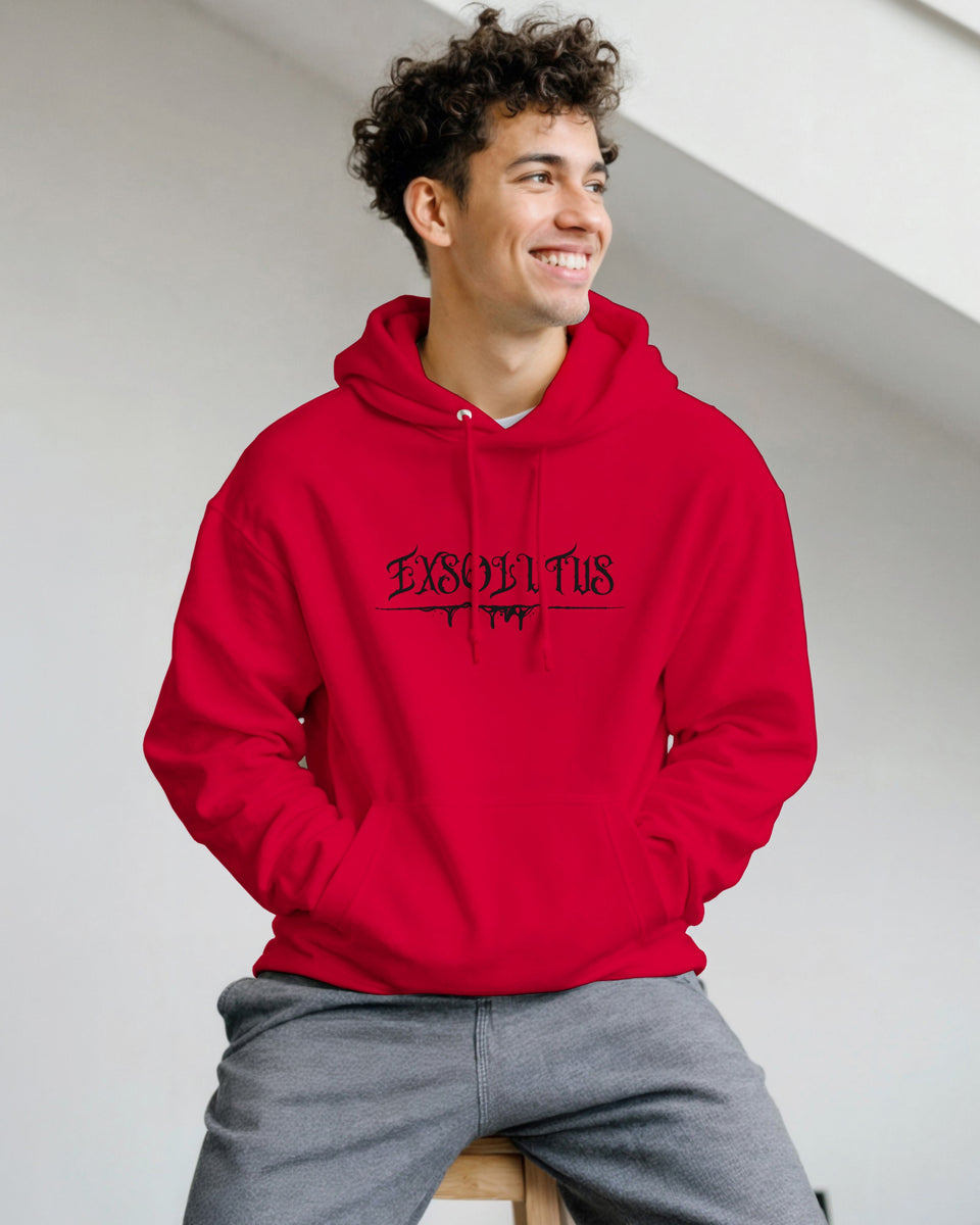 Gothic Hoodie with EXSOLITUS Text – Streetwear Aesthetic Unisex Pullover – Grunge Darkcore Sweatshirt