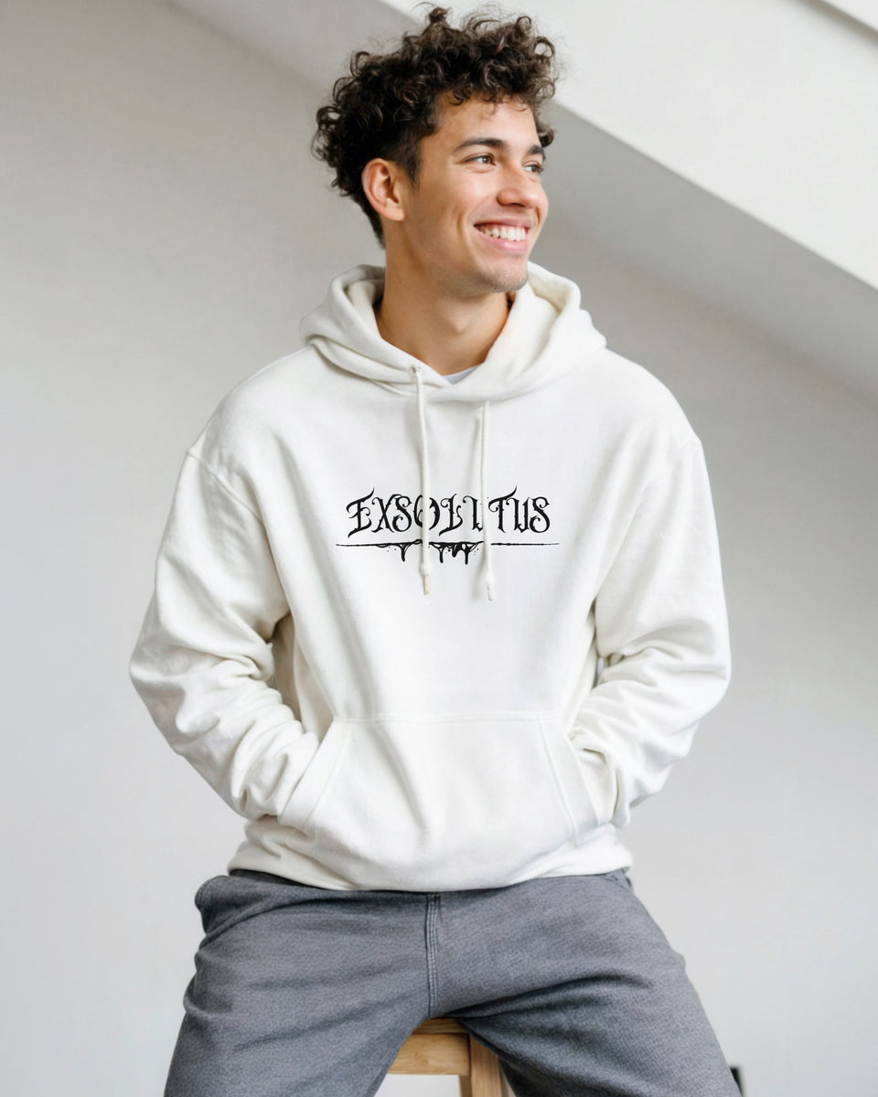 Gothic Hoodie with EXSOLITUS Text – Streetwear Aesthetic Unisex Pullover – Grunge Darkcore Sweatshirt