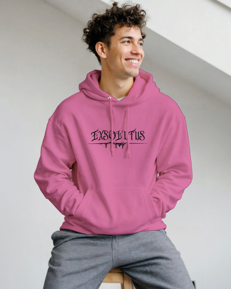 Gothic Hoodie with EXSOLITUS Text – Streetwear Aesthetic Unisex Pullover – Grunge Darkcore Sweatshirt