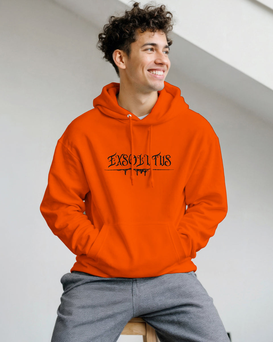 Gothic Hoodie with EXSOLITUS Text – Streetwear Aesthetic Unisex Pullover – Grunge Darkcore Sweatshirt