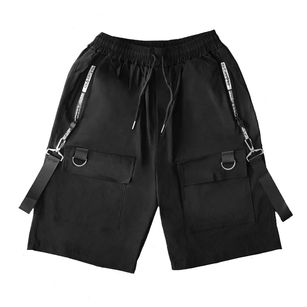 Summer Men Shorts Tech wear Japanese Harajuku Fashion Hip Hop Punk Streetwear Cargo Shorts for Male