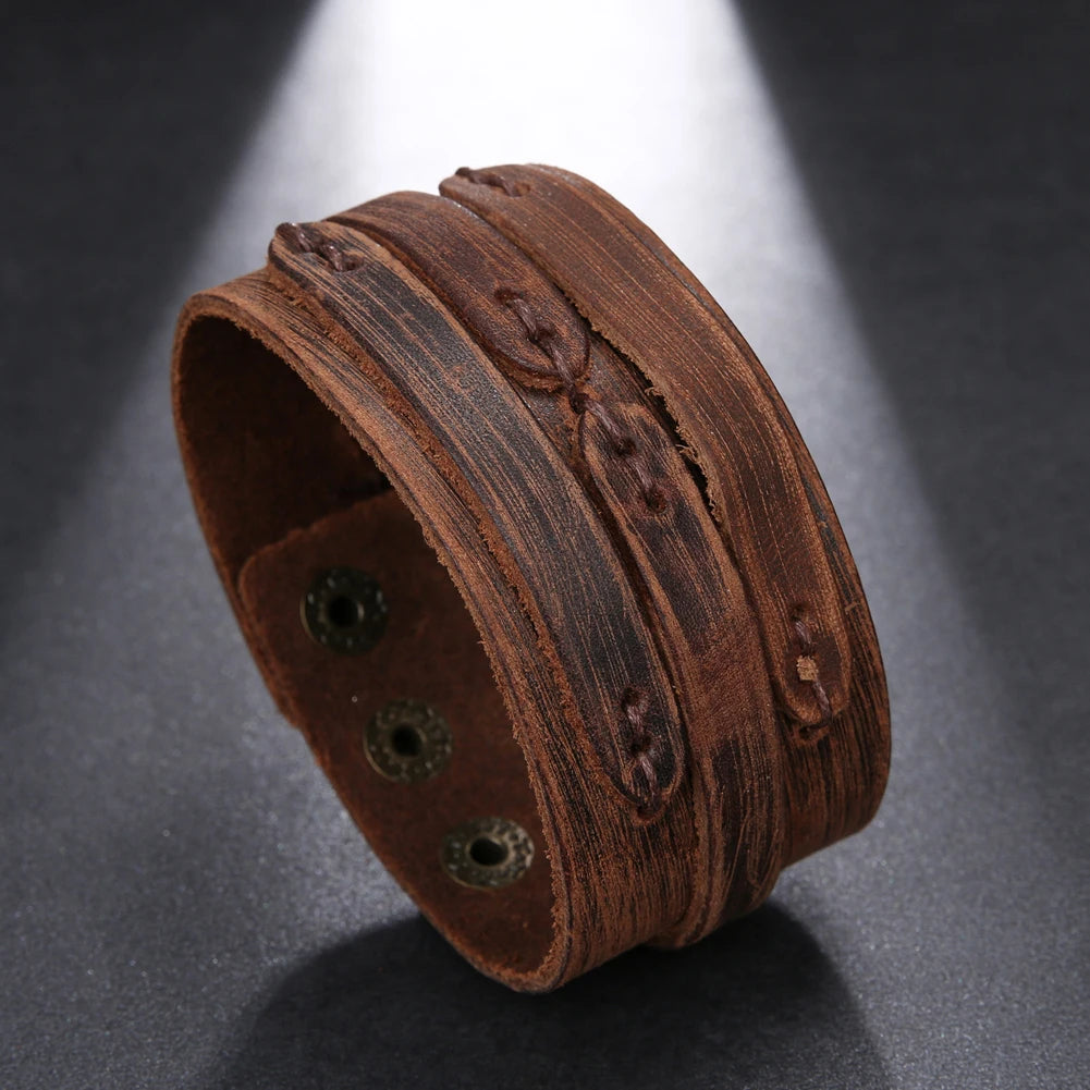 Vintage Handmade Weave Smooth Genuine Leather Bracelet