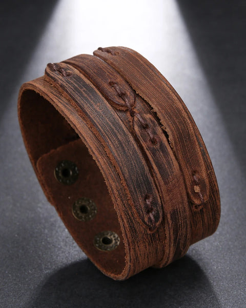 Vintage Handmade Weave Smooth Genuine Leather Bracelet