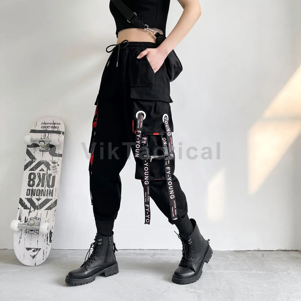 Women Cargo Pants Harem Pants Punk Pockets Jogger Trousers