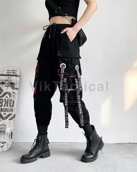 Women Cargo Pants Harem Pants Punk Pockets Jogger Trousers