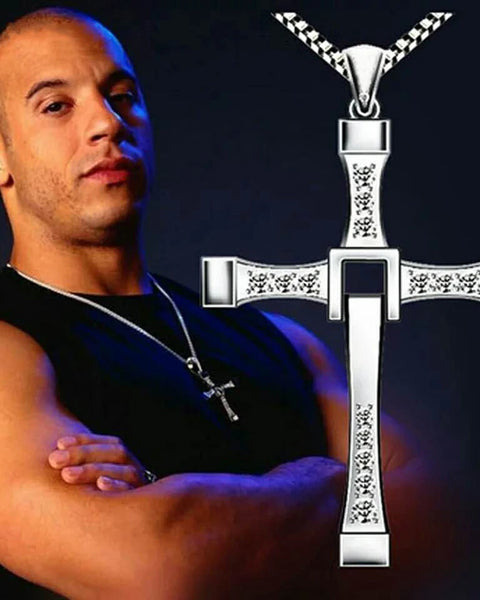 Classic Rhinestone  Men Crystal Jesus Cross 60cm Necklace