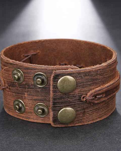 Vintage Handmade Weave Smooth Genuine Leather Bracelet