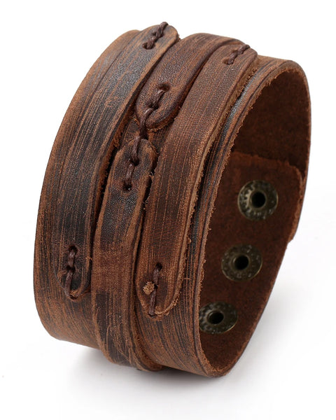 Vintage Handmade Weave Smooth Genuine Leather Bracelet