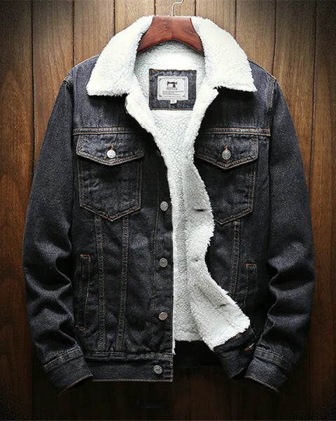 Winter Jean Jackets Men Warm Denim  Cowboy Outerwear