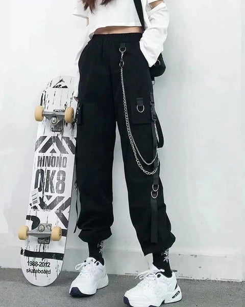 Women Cargo Pants Harem Pants Punk Pockets Jogger Trousers