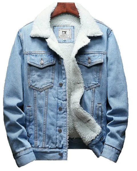 Winter Jean Jackets Men Warm Denim  Cowboy Outerwear