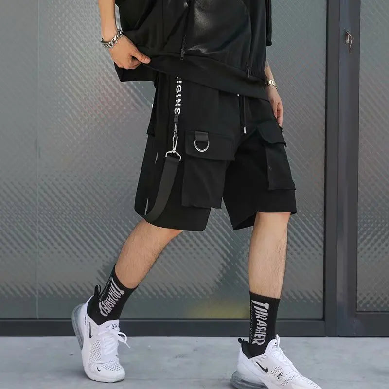 Summer Men Shorts Tech wear Japanese Harajuku Fashion Hip Hop Punk Streetwear Cargo Shorts for Male