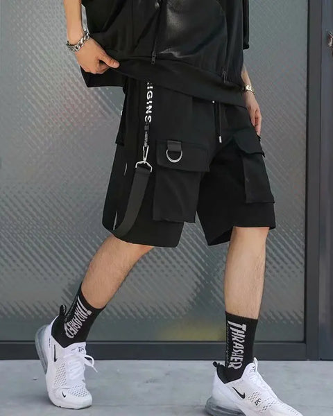 Summer Men Shorts Tech wear Japanese Harajuku Fashion Hip Hop Punk Streetwear Cargo Shorts for Male