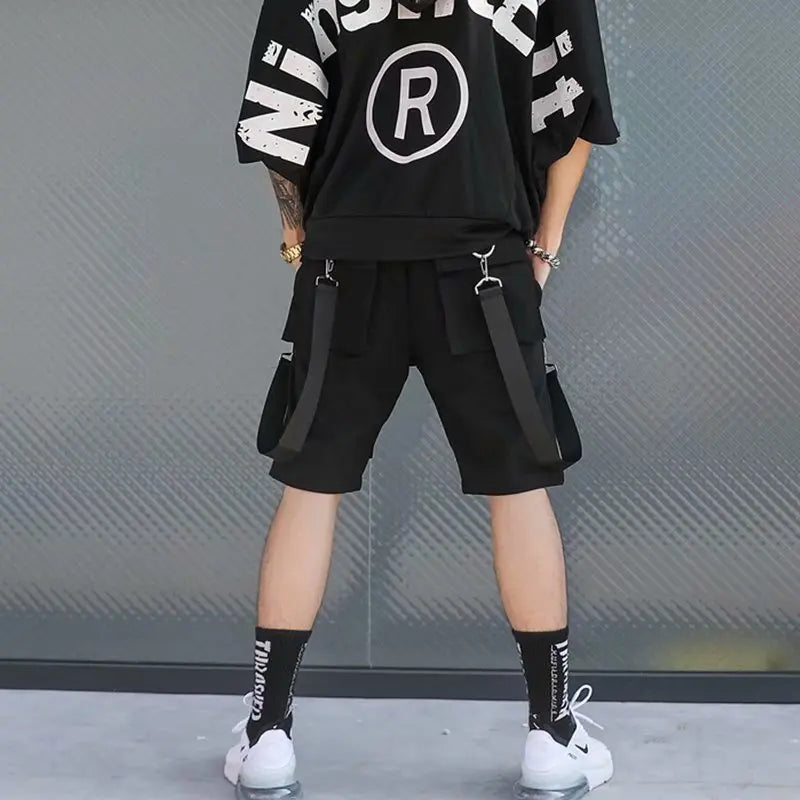 Summer Men Shorts Tech wear Japanese Harajuku Fashion Hip Hop Punk Streetwear Cargo Shorts for Male