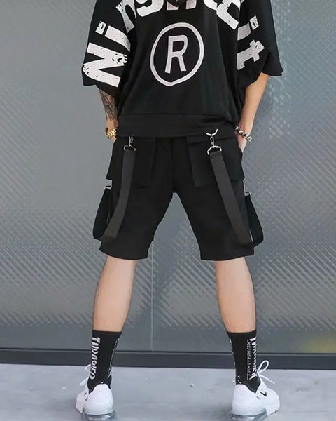 Summer Men Shorts Tech wear Japanese Harajuku Fashion Hip Hop Punk Streetwear Cargo Shorts for Male