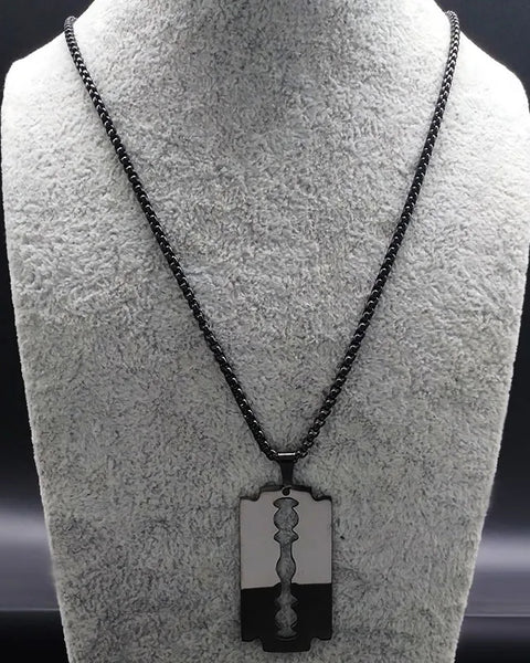 Gothic Blade Razor Pendant Necklaces