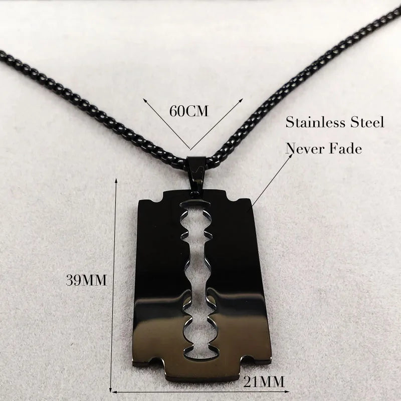 Gothic Blade Razor Pendant Necklaces