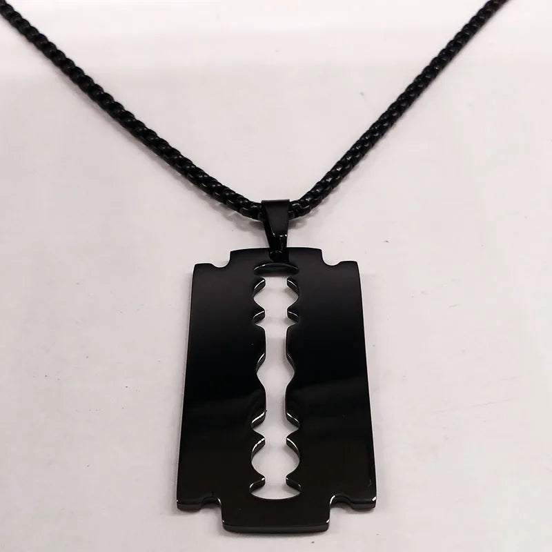 Gothic Blade Razor Pendant Necklaces