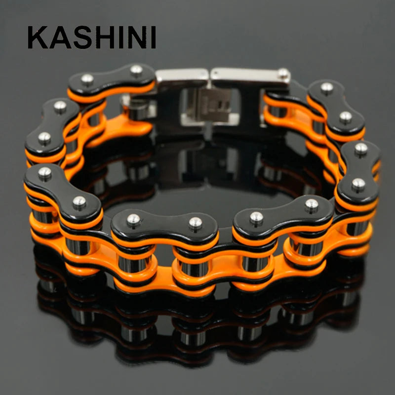 Men's Bracelets/Bangles Orange Biker Bicycle Motorcycle Chain