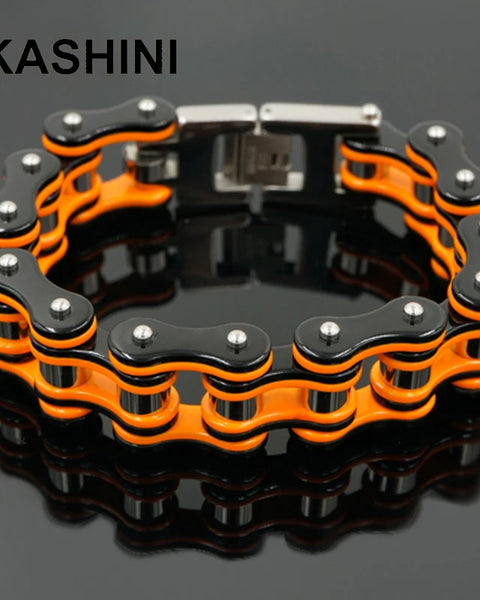 Men's Bracelets/Bangles Orange Biker Bicycle Motorcycle Chain