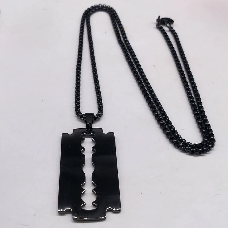 Gothic Blade Razor Pendant Necklaces