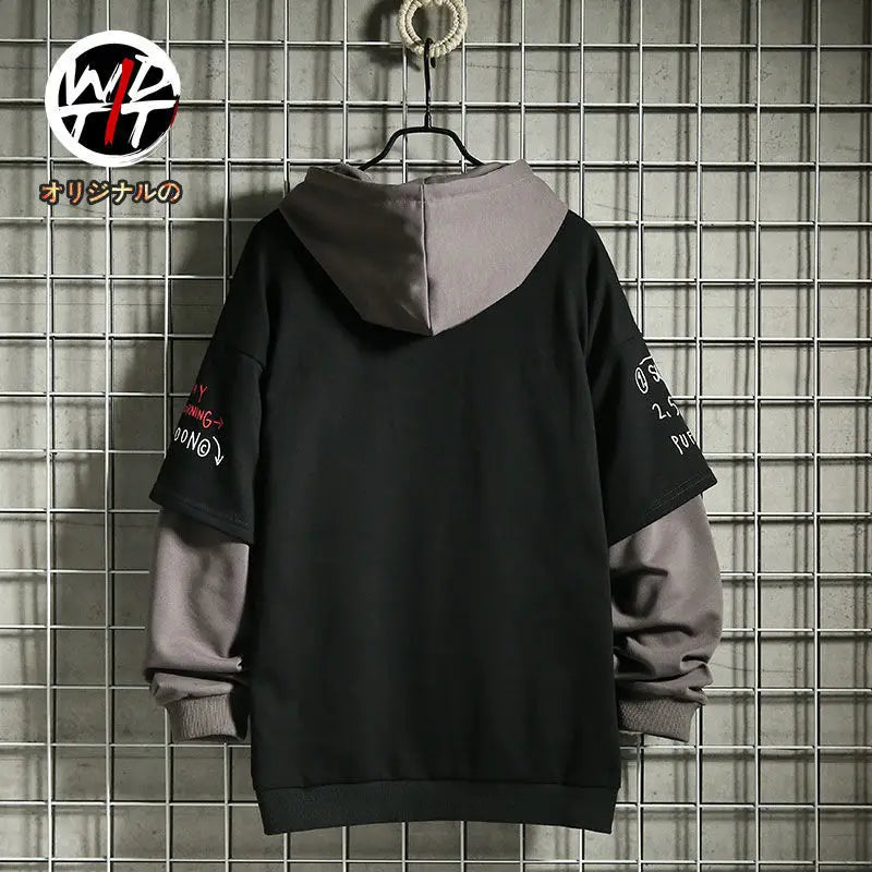 Spring /Autumn Men's Sweater Retro Mock Two-Piece Hoodie