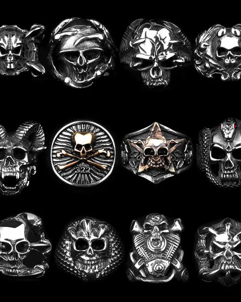 Men Gothic Skeleton Skull Head Rings