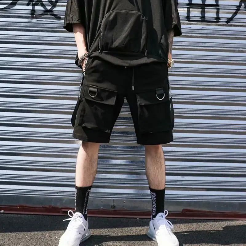 Summer Men Shorts Tech wear Japanese Harajuku Fashion Hip Hop Punk Streetwear Cargo Shorts for Male