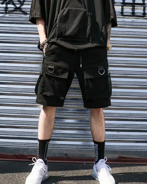 Summer Men Shorts Tech wear Japanese Harajuku Fashion Hip Hop Punk Streetwear Cargo Shorts for Male