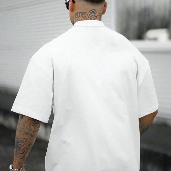 Summer men's 100% cotton comfortable casual loose oversized creative Los Angeles print sports round neck short sleeved T-shirt