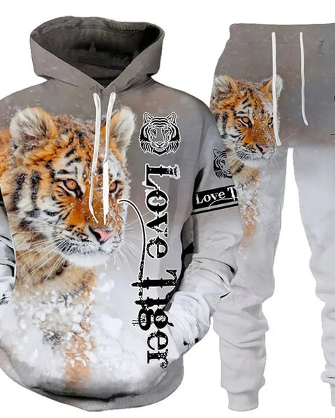 Winter Men's Animal 3D Tiger Printed  Tracksuit