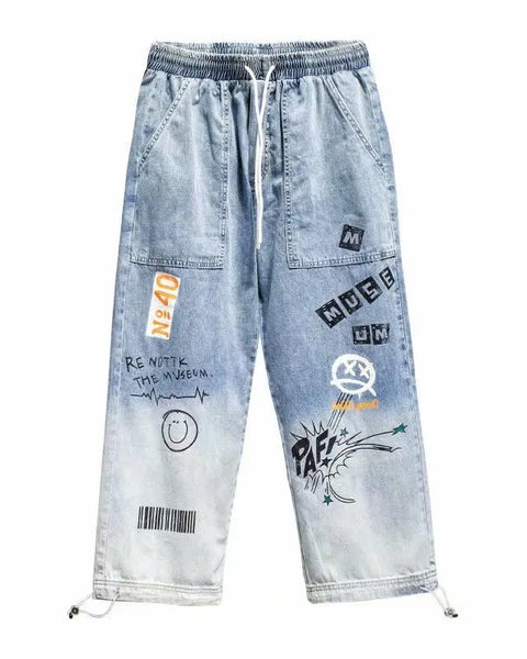 Jeans Loose Cartoon Hip Hop  Streetwear Jogging Pants