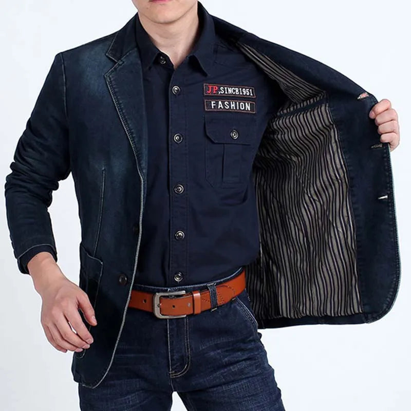 winter  Men's Denim Jacket Bomber Coat