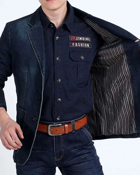 winter  Men's Denim Jacket Bomber Coat