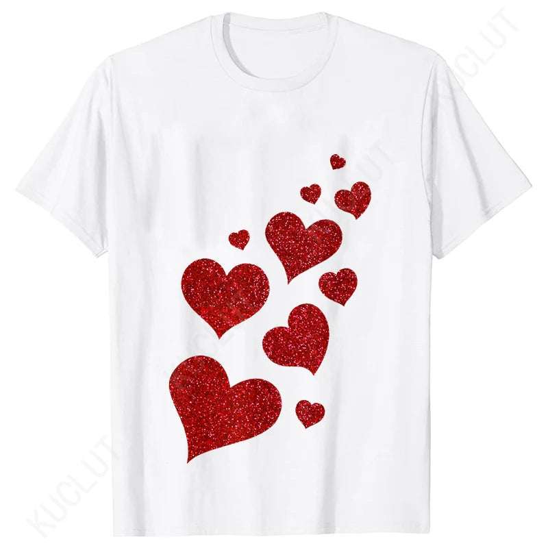 Womens Valentines Shirts Cute Heart T Shirts Funny Valentines Day Tees for Ladies Short Sleeve Clothes Summer Fashion T-shirts